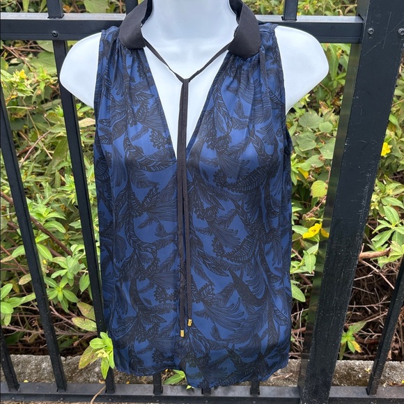 DEREK LAM 10 CROSBY Palm Leaf Print Sleeveless Blouse size 6 - Picture 3 of 8